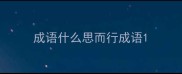 成语什么思而行成语