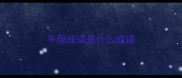 平原成语是什么成语