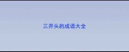 三开头的成语大全