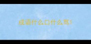 成语什么口什么骂