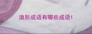 浪形成语有哪些成语